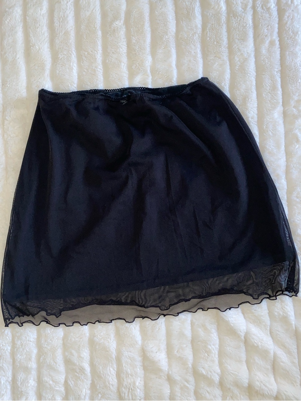 Brandy Melville Black Mini Skirt with Ruffled Sheer Hem
